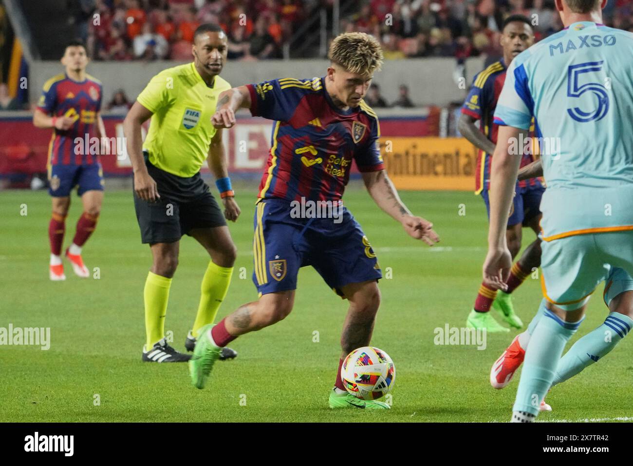 Mai. 2024: Der Mittelfeldspieler Diego Luna (8) spielte im MLS-Spiel zwischen den Colorado Rapids und dem Real Salt Lake, das auf dem America First Field in Salt Lake UT David Seelig/Cal Sport Medi ausgetragen wurde Stockfoto