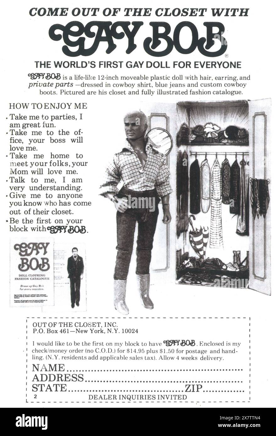 1978 Gay Bob Doll Werbung Stockfoto