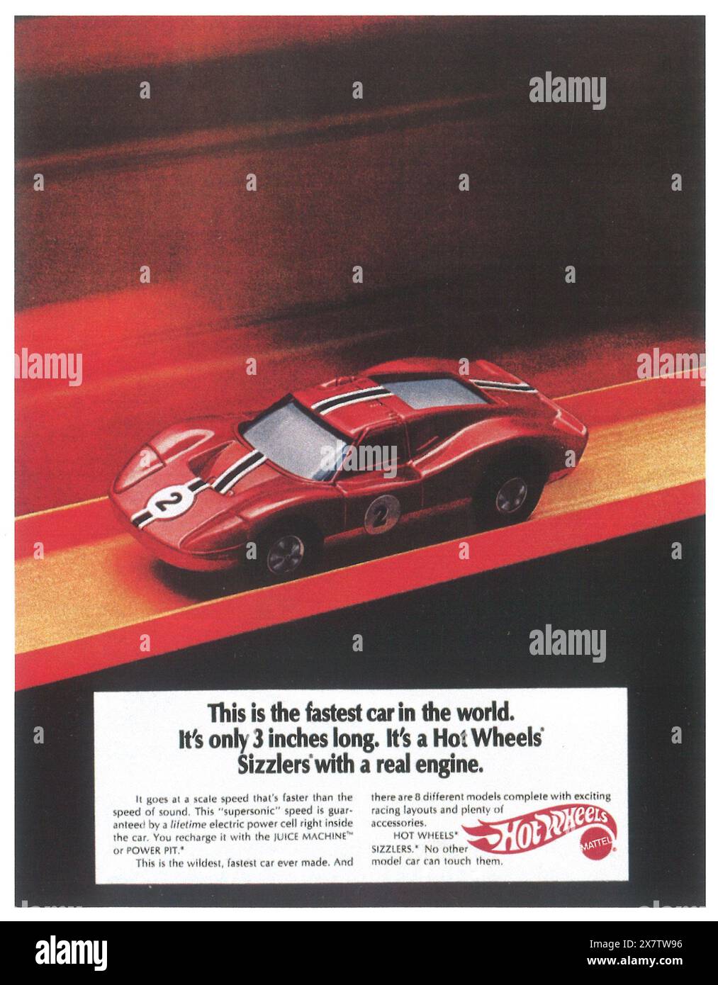 1970 Werbung für Mattel Hot Wheels Toy Cars Stockfoto