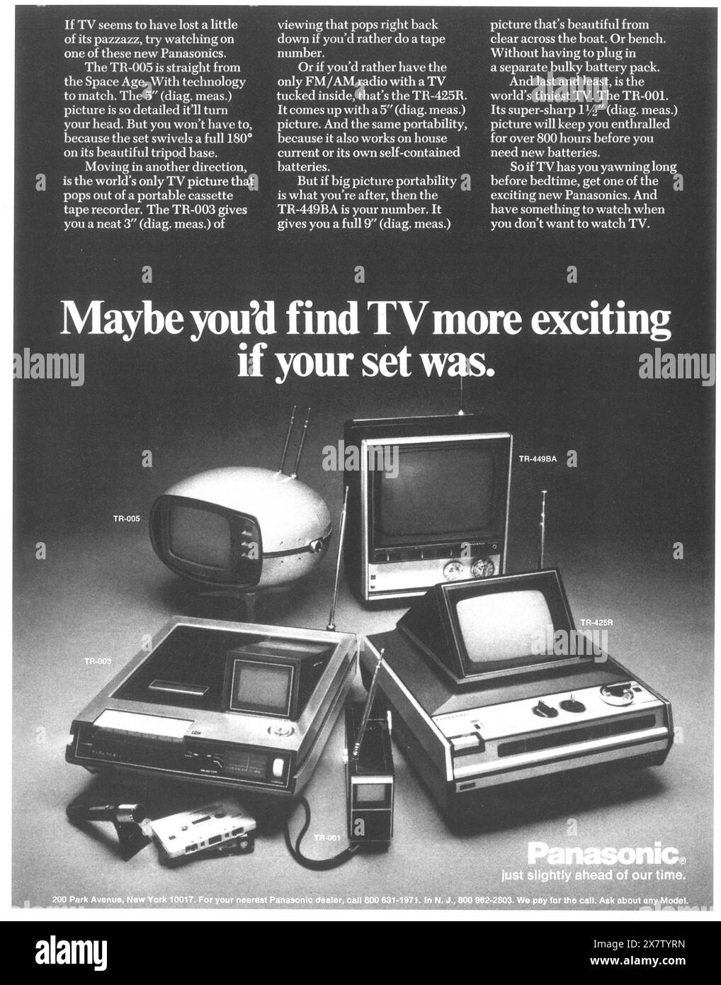 1972 PANASONIC TV-Werbespot – „nur ein bisschen voraus unserer Zeit“ Stockfoto