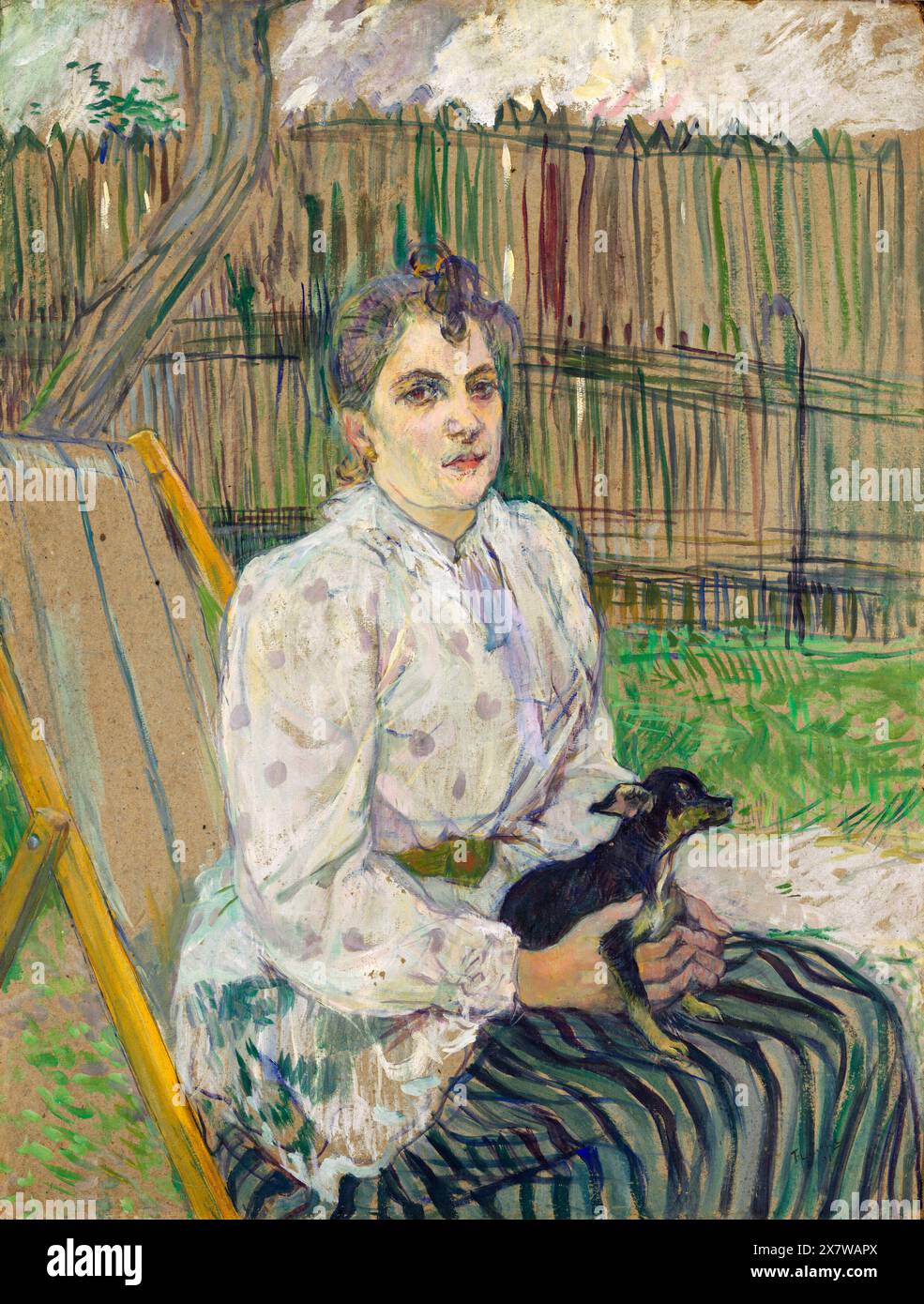 Dame mit Hund. Henri de Toulouse-Lautrec. 1891. Stockfoto