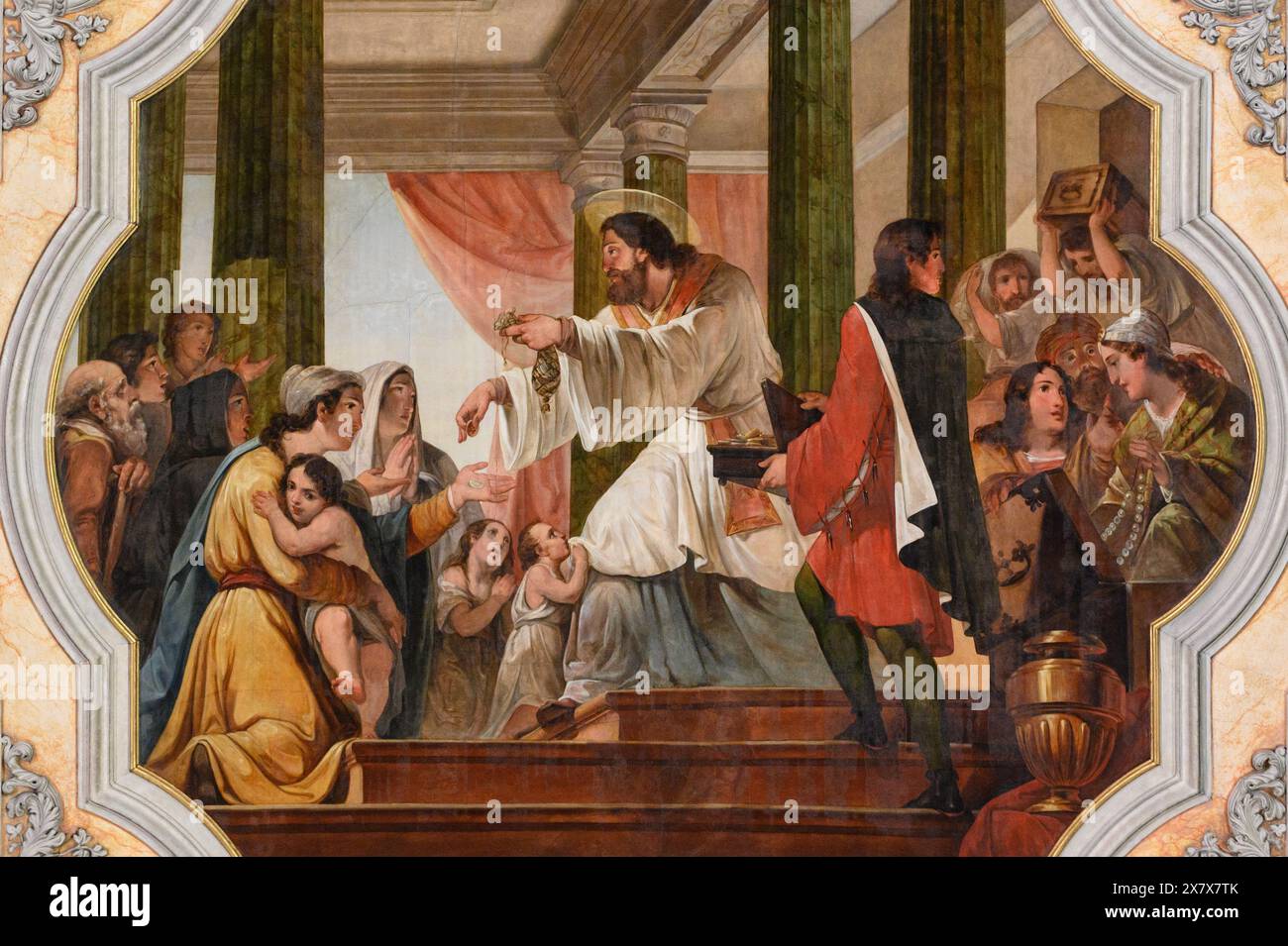 Ein Deckenfresko in der Igreja de São Nicolau in Lissabon, Portugal. Stockfoto