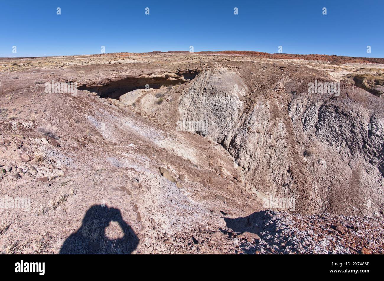 Ein trockener Wasserfall in der Nähe von Hamilili Point am südlichen Ende des Petrified Forest National Park Arizona. Stockfoto