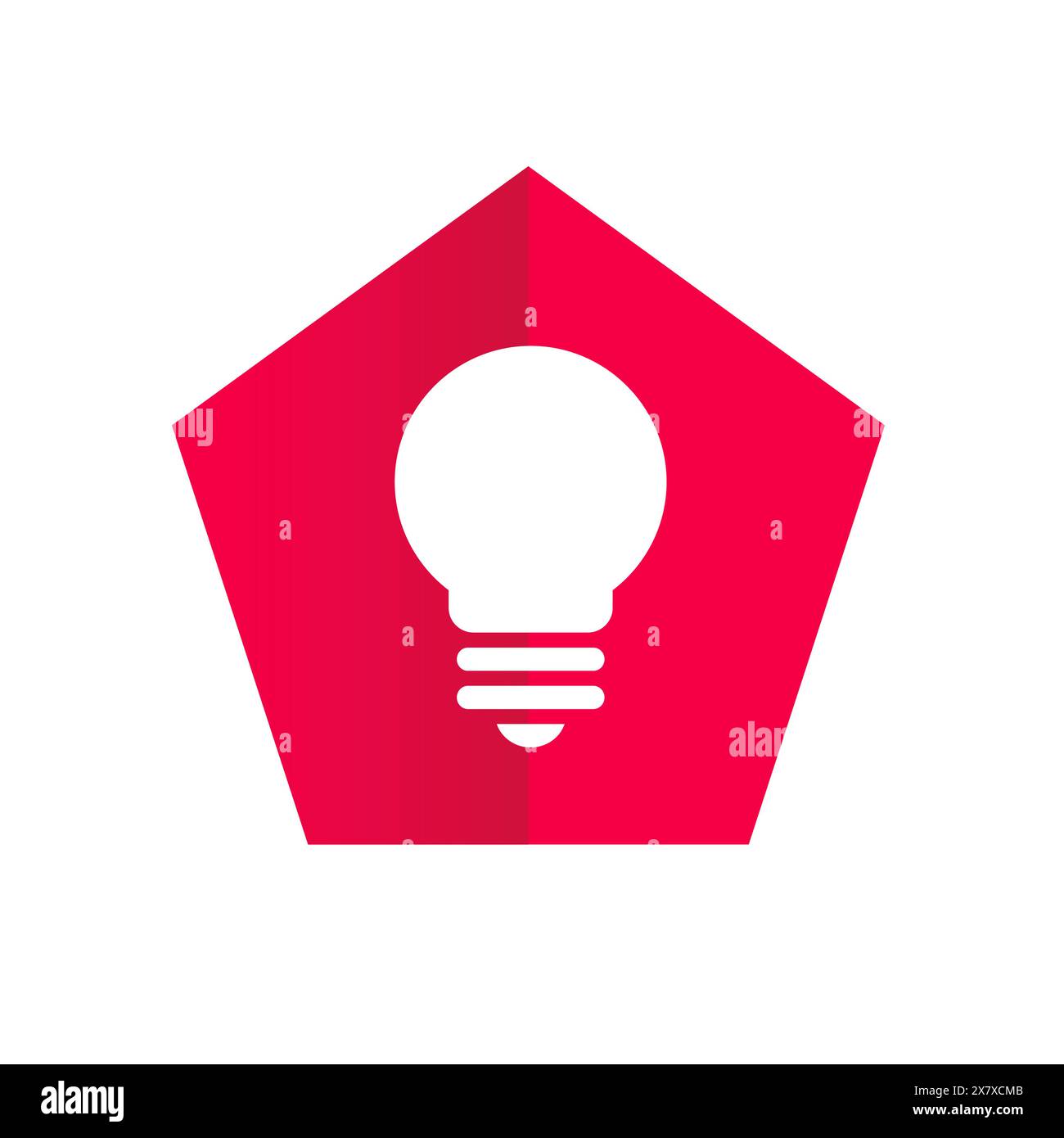 Rotes Pentagon Mit Leuchtbirne – Logo-Design Stock Vektor