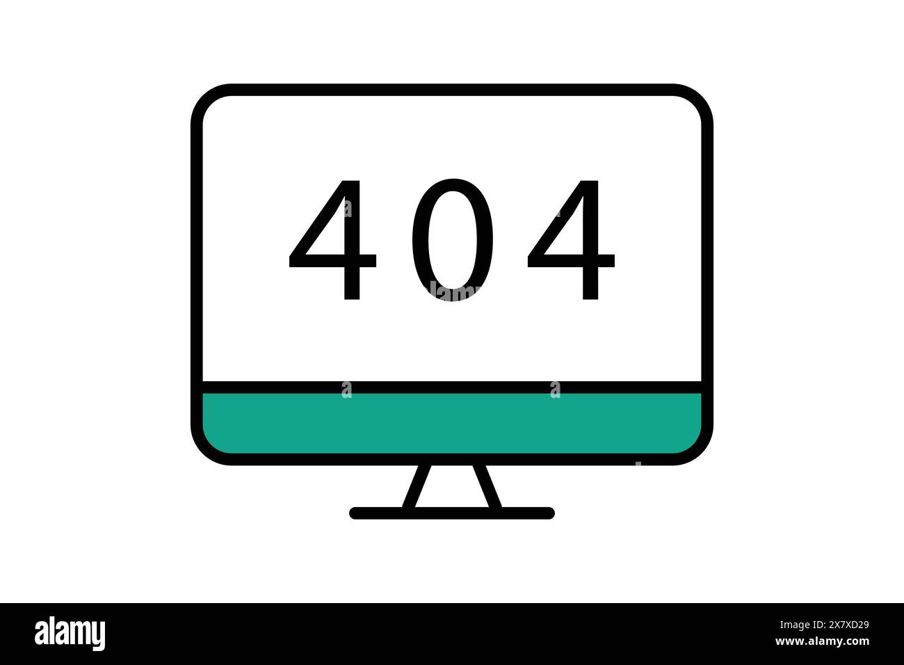 Fehlersymbol. Monitor mit 404. Symbol für Informationstechnologie. Symbolstil für flache Linien. Illustration des Technologieelements Vektor Stock Vektor