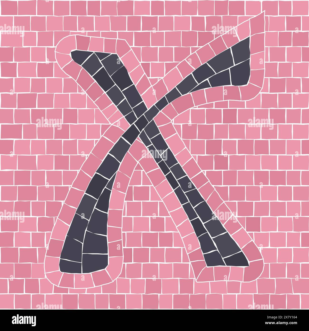 Mosaikfliesen Buchstabe X. EPS 10 editierbar flache Design Vektor nahtlose horizontale Muster Stockfoto