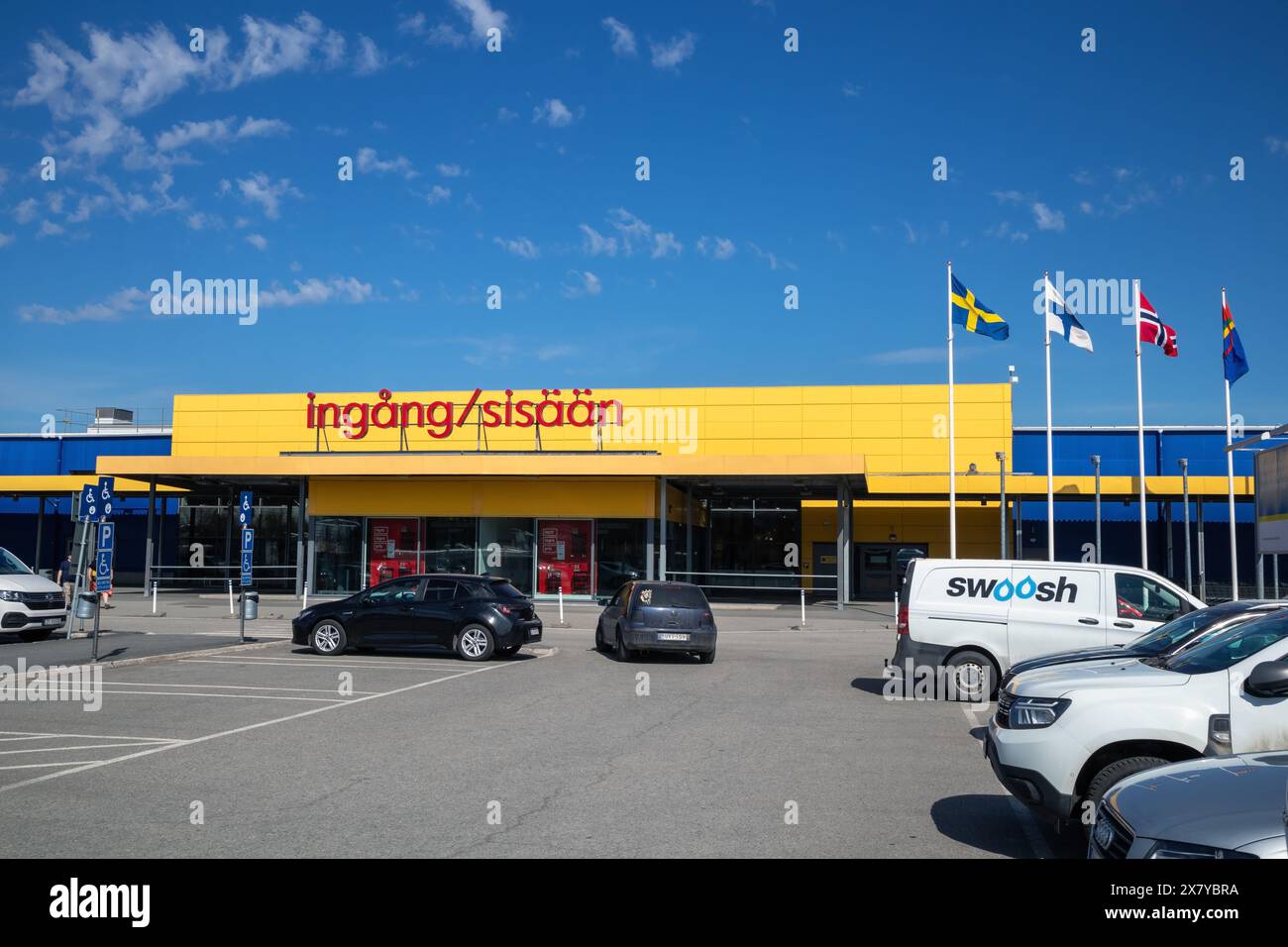 Eingang des IKEA-Lagers in Haparanda, Schweden Stockfoto