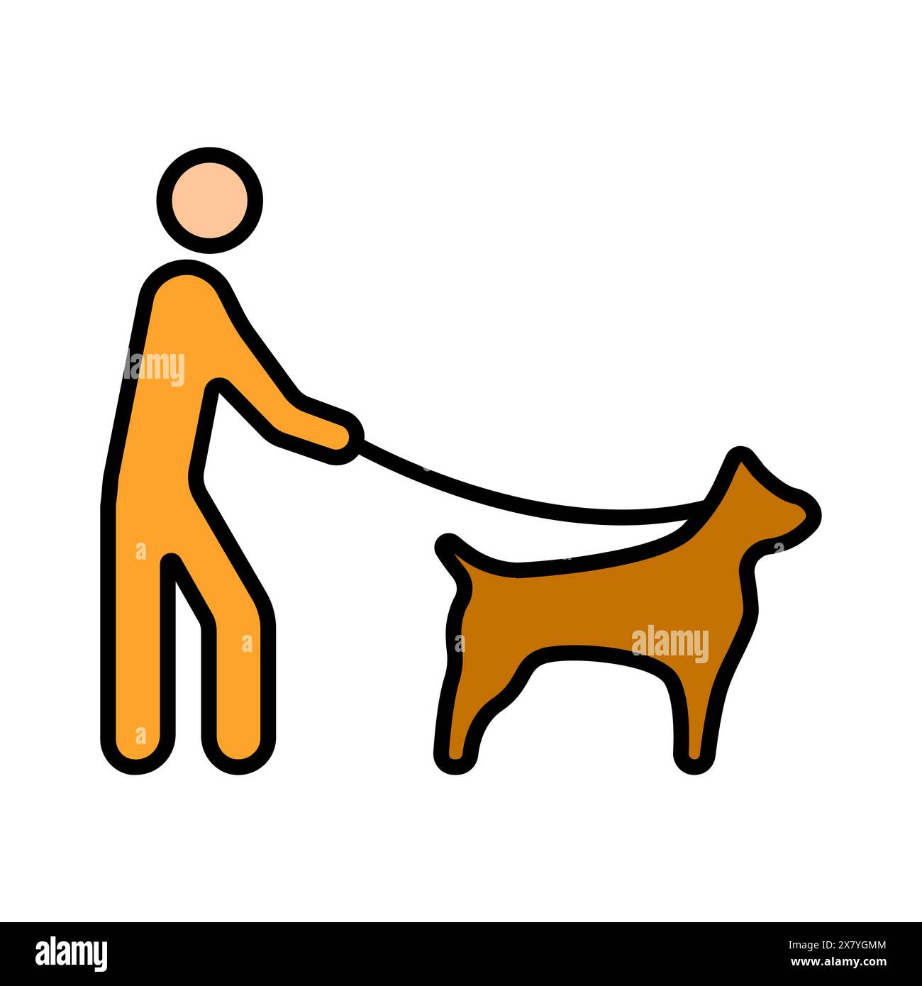 Symbol für Assistenzgruppe. Person Wanderführer Hund, Gurtzeug, Hilfe für Sehbehinderte, Unterstützung, Hilfstier, Unabhängigkeit, Navigation, Mobilitätshilfe, di Stock Vektor