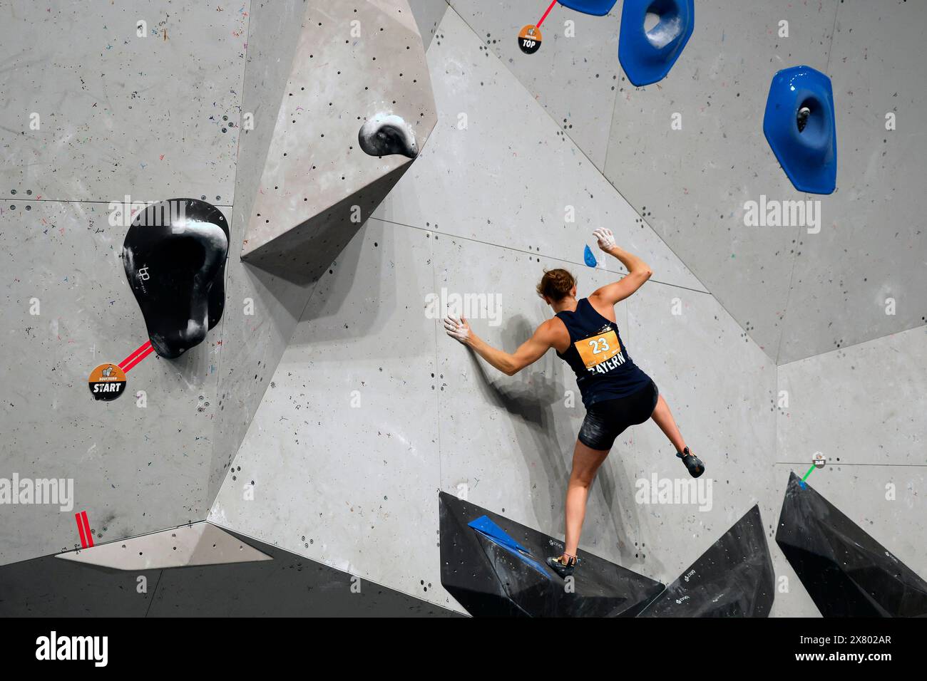 Die Finals 2023 Bouldern Damen Deutsche Meisterschaft Bouldern am 09.07.2023 im Landschaftspark Duisburg-Nord in Duisburg Leonie LOCHNER Foto : Norbert Schmidt, Düsseldorf Stockfoto