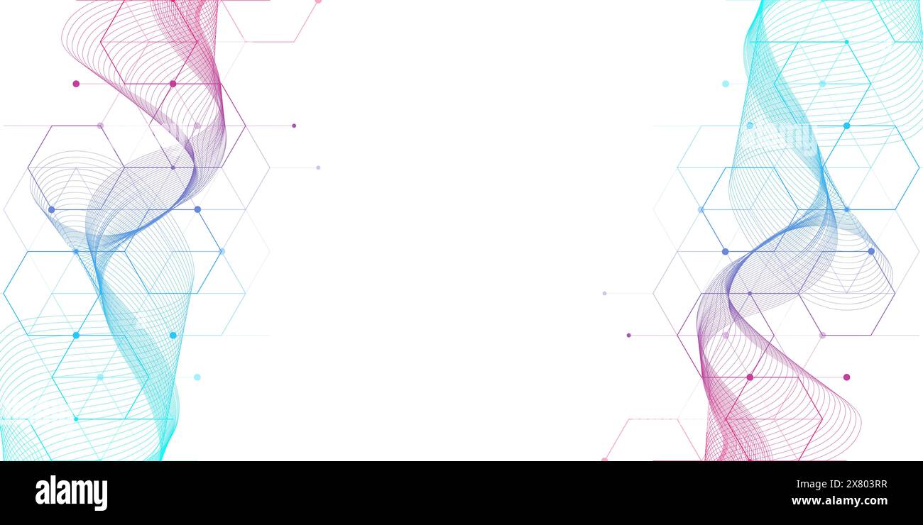 Gesundheitswesen und medizinische Muster Innovation Konzept Wissenschaft Hintergrund Design. Abstrakte geometrische Sechsecke Formen Medizin und wissenschaftlichen Hintergrund Stockfoto