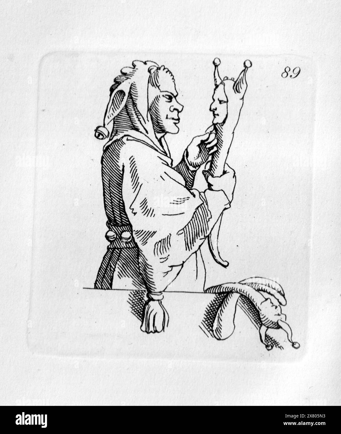 Seite 89: Hans Holbein der Jüngere (ca. 1497–1543) Holzschnitt-Illustrationen für Erasmus' in Lobe of Folly, Reeves & Turner, 1876. Stockfoto