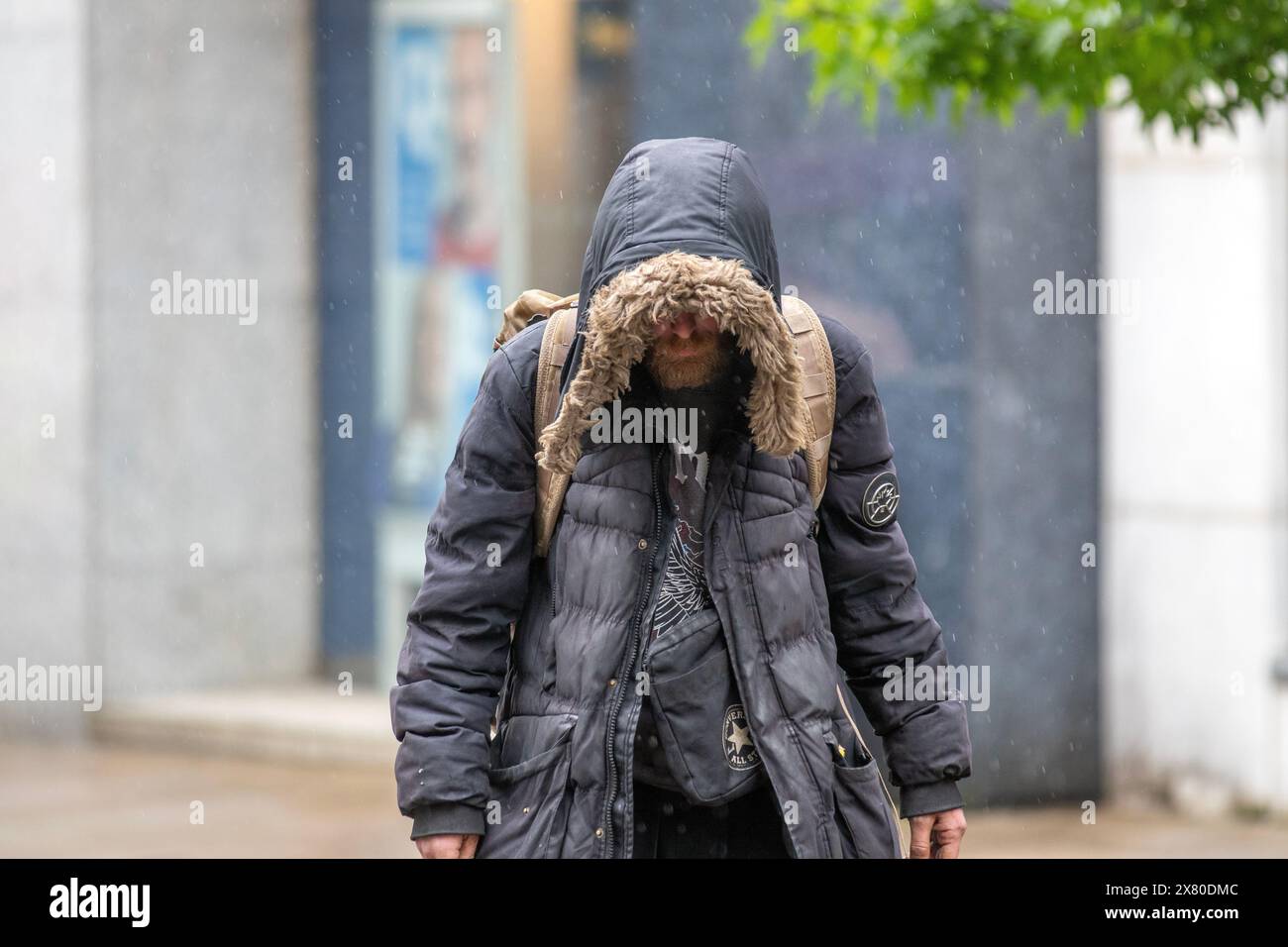 Wetter in Preston, Großbritannien. 22. Mai 2024. Wetterwarnungen im Sommer bei starkem Regen. Prognose für Stockfoto