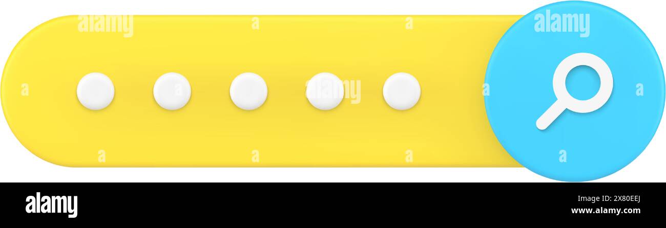 Suchleiste 3D-Symbol. Platz für die Texteingabe zur Navigation im Web-Bereich. Praktische Benutzeroberfläche für Anwendungen zum Abrufen von Informationen. Moderne Ikone uns Stock Vektor