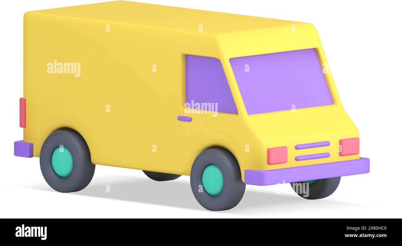 Gelbe Box LKW Fracht Transport realistische 3D Symbol isometrische Vektor-Illustration. LKW-Nutzfahrzeug für den Geschäftsversand liefern Stock Vektor