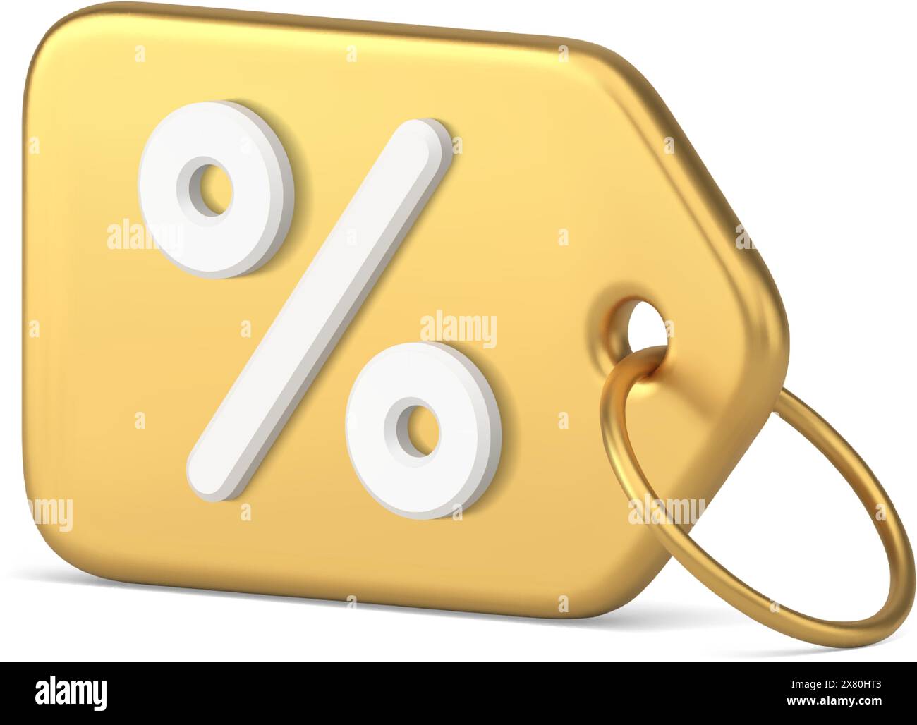 Teuer metallic golden Tag Seil Prozentsatz horizontal diagonal hängend 3D Symbol realistische Vorlage Vektor Illustration. Luxury Business Label Teilhaber Stock Vektor
