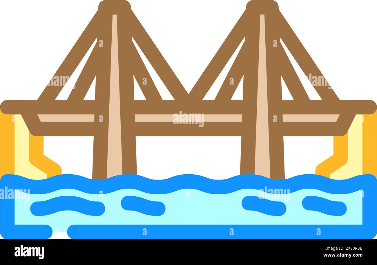Vektor-Illustration des Farbsymbols der Kabelbrücke Stock Vektor