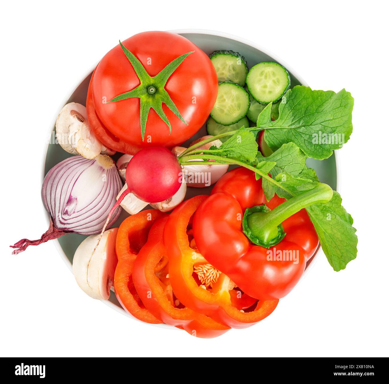 Set von Gemüse, isoliert auf weißem Hintergrund mit Beschneidungspfad. Gesunde Ernährung Stockfoto