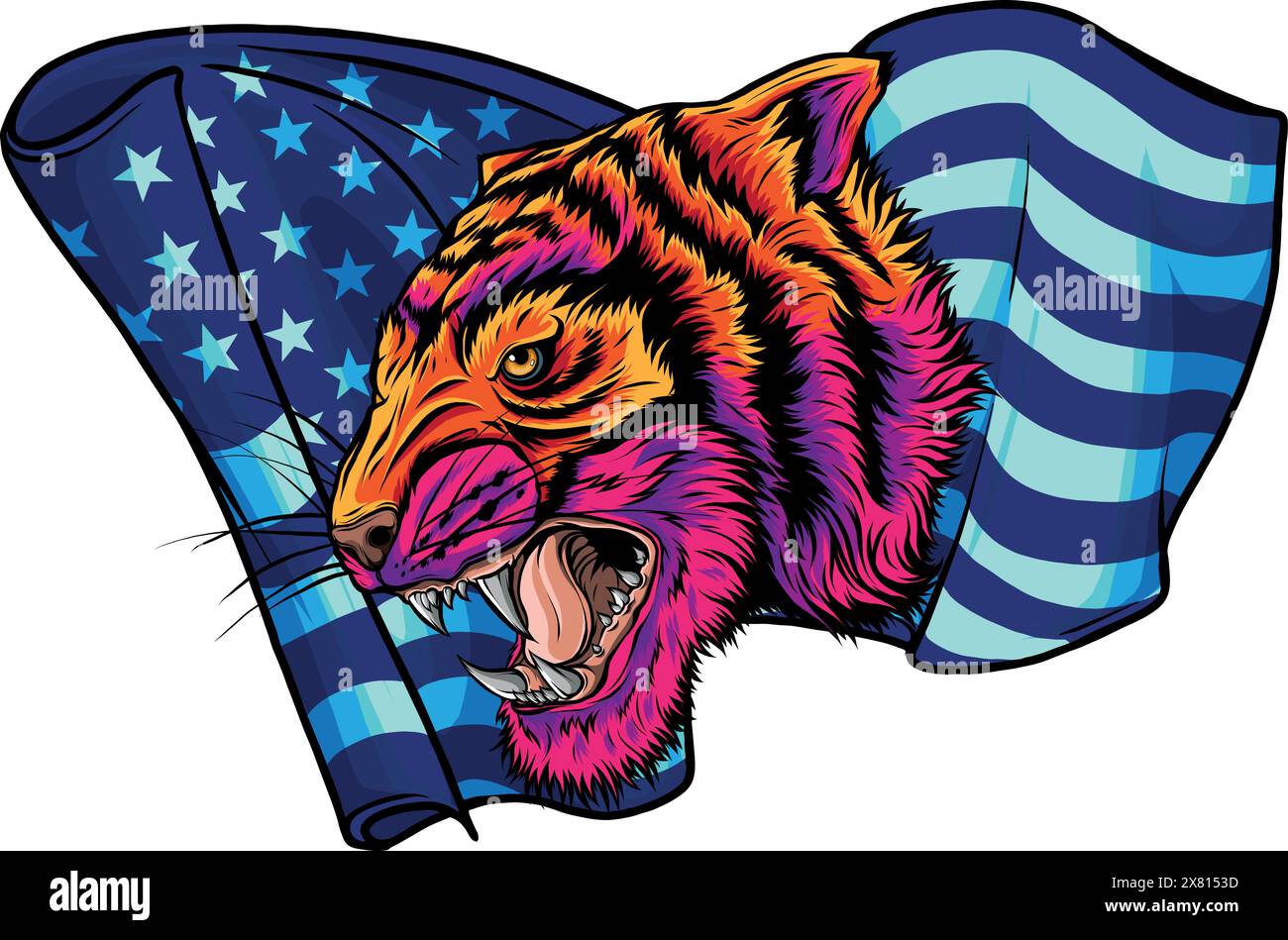 tigerkopf in detailliertem Vektordesign Stock Vektor