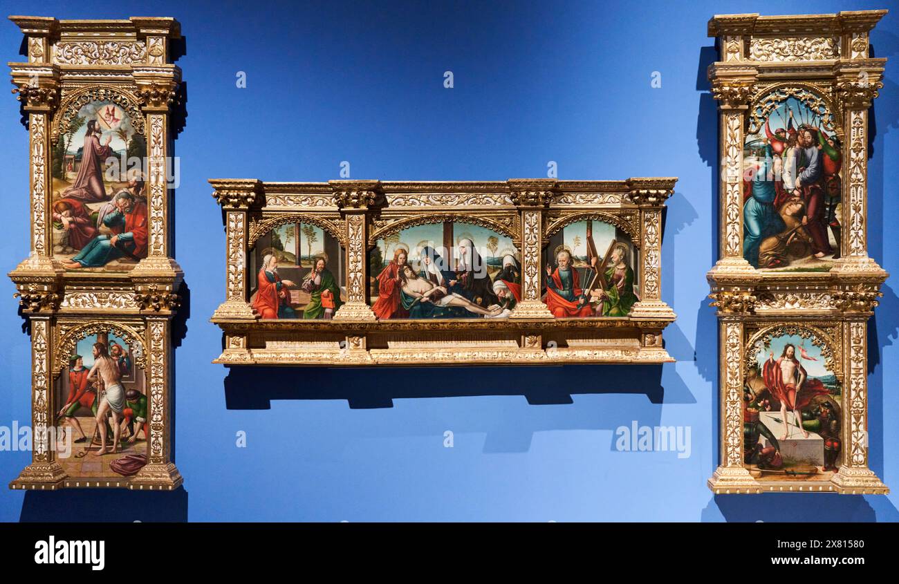 Mestre d'Astorga, Altar der Passion Christi, 1530, Nationalmuseum für katalanische Kunst, Museu Nacional d'Art de Catalunya, MNAC, Barcelona, Spanien Stockfoto