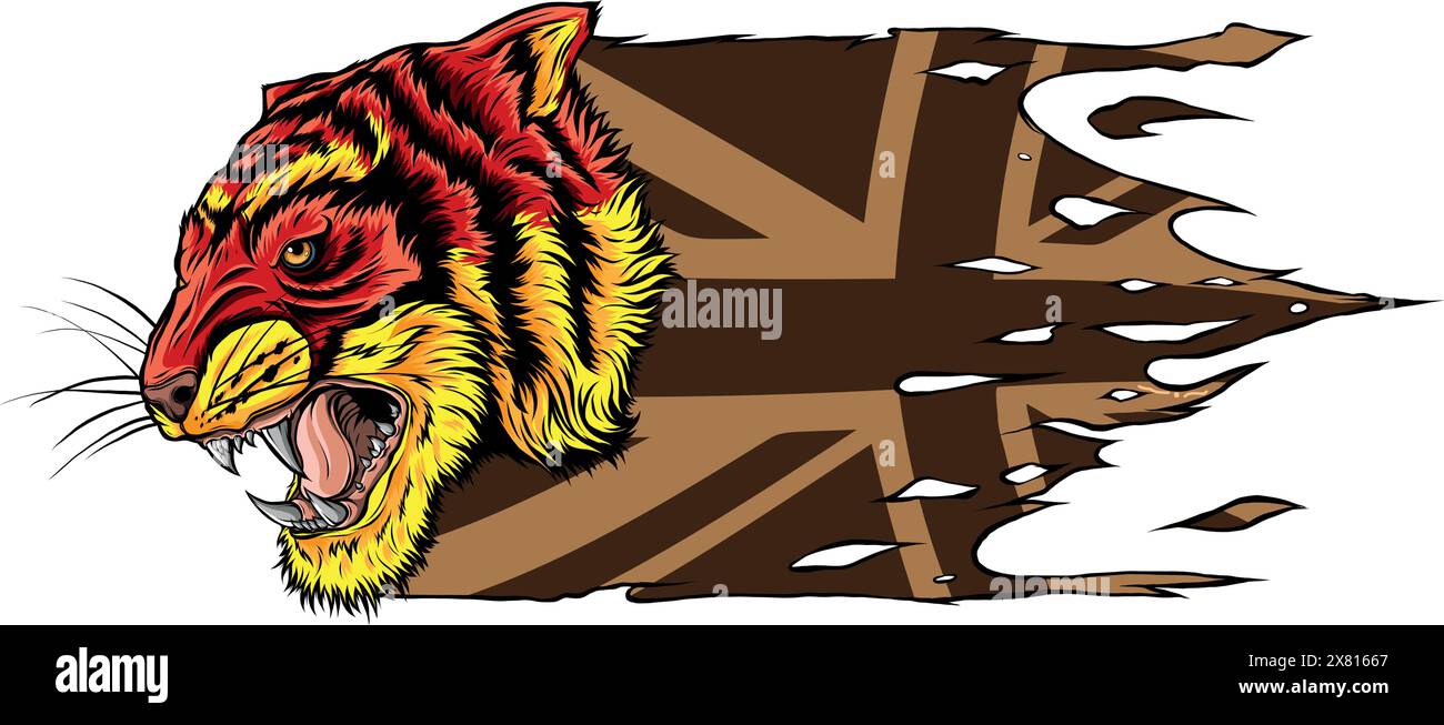 tigerkopf in detailliertem Vektordesign Stock Vektor