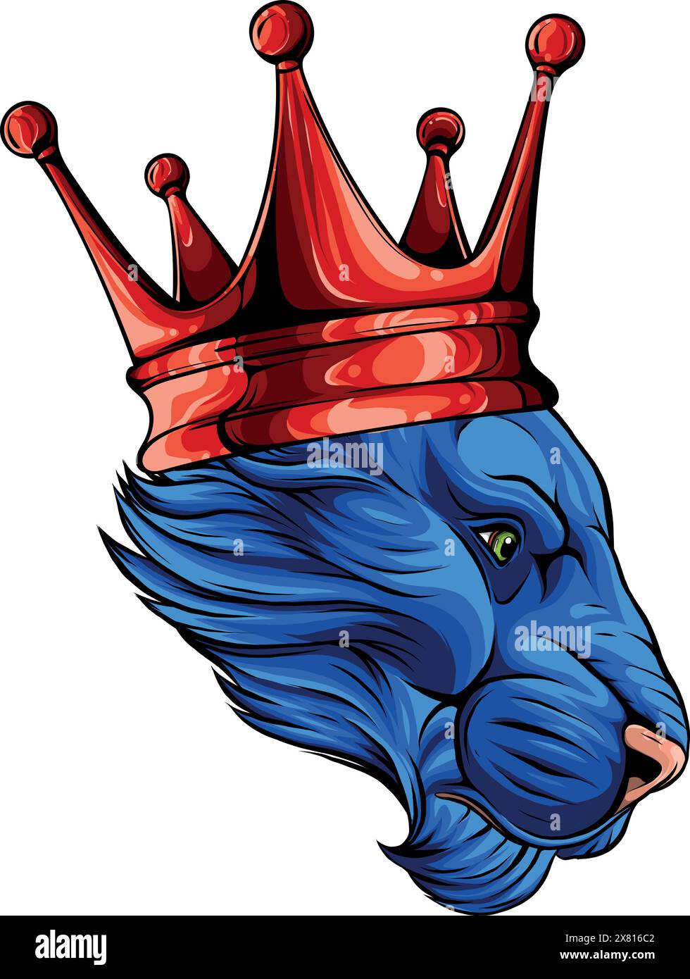 Löwenkopf farbenfrohe Handzeichnung Vektordarstellung Stock Vektor