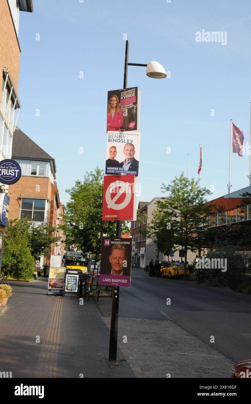 Cpenhagen/Dänemark/22. MAI 2024/ Poster zu den EU-Parlamentswahlen verschiedener dänischer politischer Parteien in Kopenhagen Dänemark. (Foto. Francis Joseph Dean/Dean Pictures) (nicht für kommerzielle Zwecke) Stockfoto