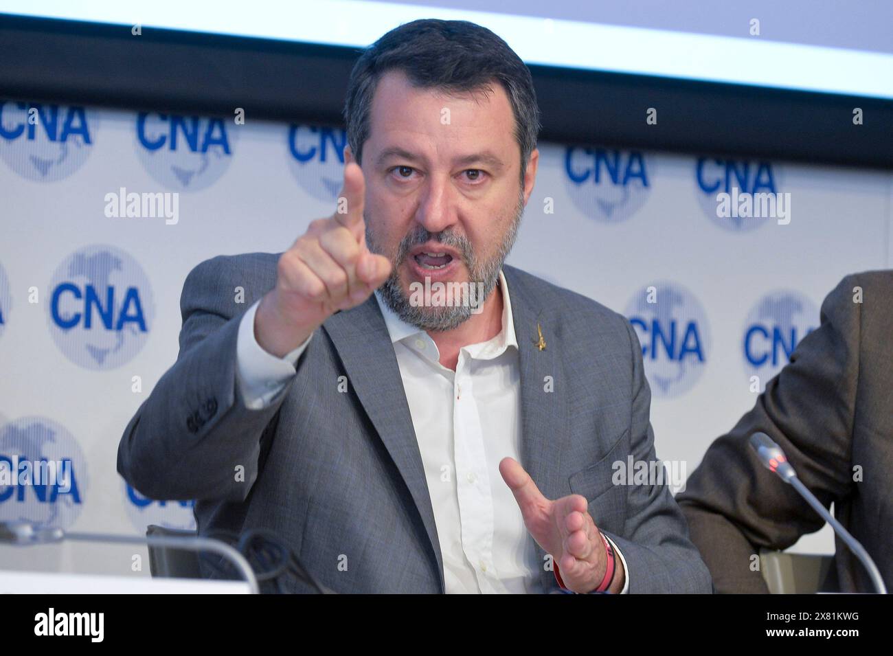 Italien, Rom, 22. Mai 2024: Matteo Salvini während der CNA (National Confederation of Crafts and Small Enterprises) persönlich mit politischen Führern im Vorfeld der bevorstehenden Europawahlen Foto © Stefano Carofei/Sintesi/Alamy Live News Stockfoto