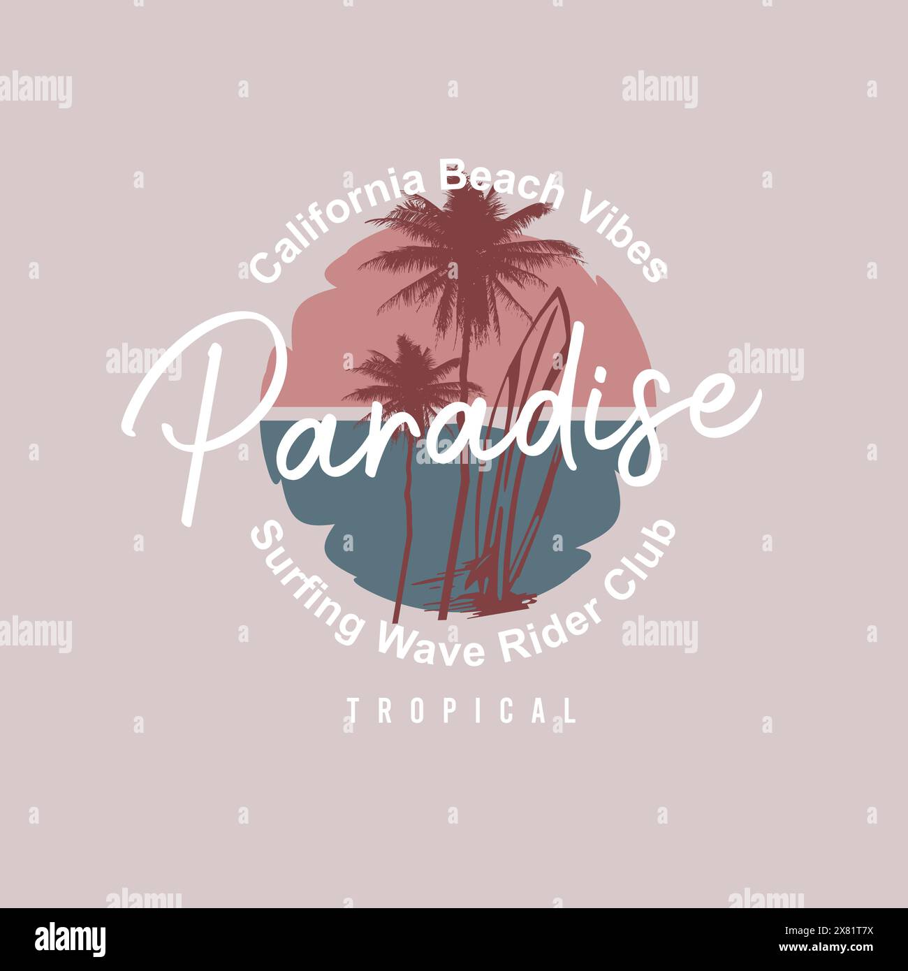 Paradise california Beach Vibes Sommertypografie T-Shirt-Design Stock Vektor