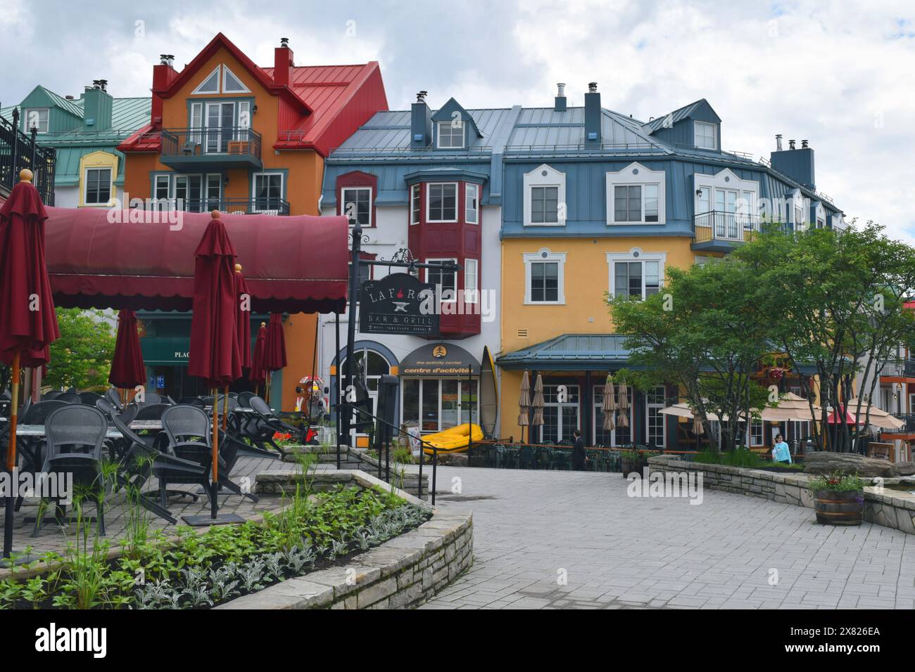 Farbenfrohe Alte Gebäude, Mont-Tremblant, Quebec, Kanada Stockfoto
