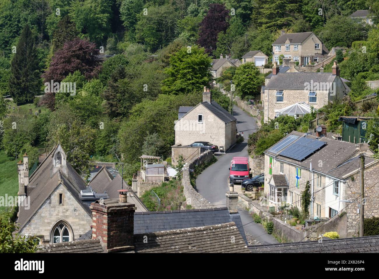 Um Randwick, ein kleines Dorf in Cotswold bei Stroud Glos UK Stockfoto