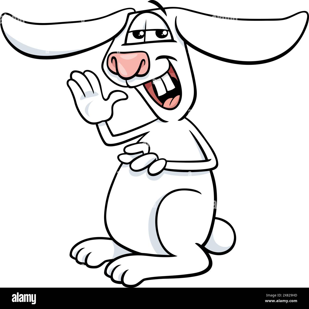 Comic-Illustration einer lustigen Lop-Oared Kaninchen-Comic-Tierfigur Stock Vektor