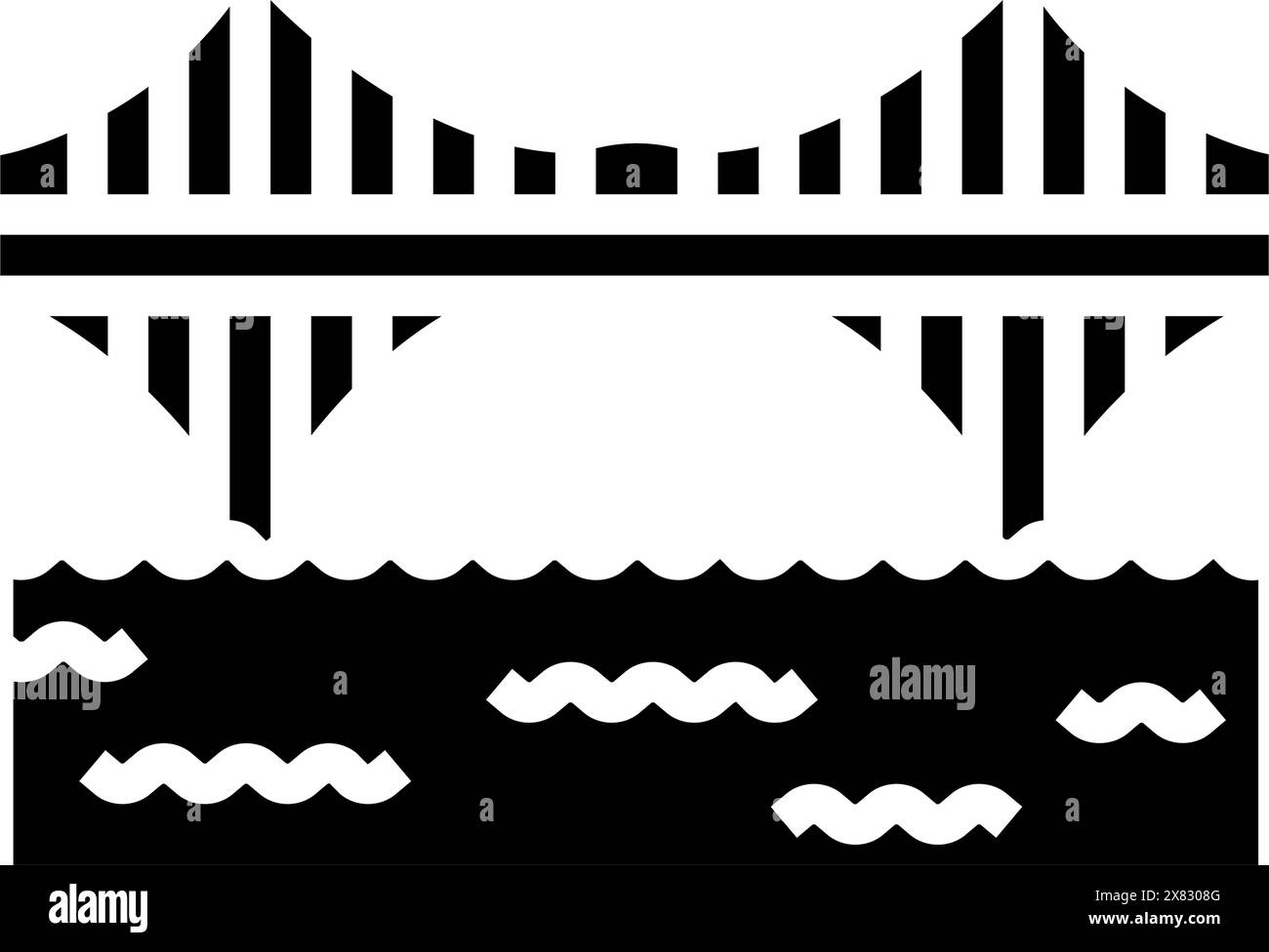 Vektor-Illustration des Glyphen-Symbols der Freischwinger-Brücke Stock Vektor