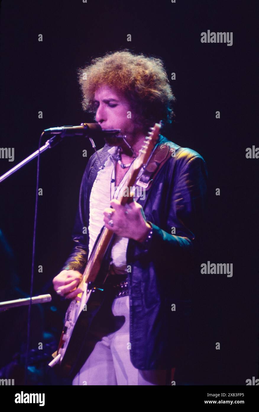 Bob Dylan tritt in einem ausverkauften Civic Center während seines ersten Konzerts in seinem Heimatstaat am 31. Oktober 1978 in St. Paul, Minnesota auf, seit er Anfang der 1960er Jahre nach New York City ging Stockfoto