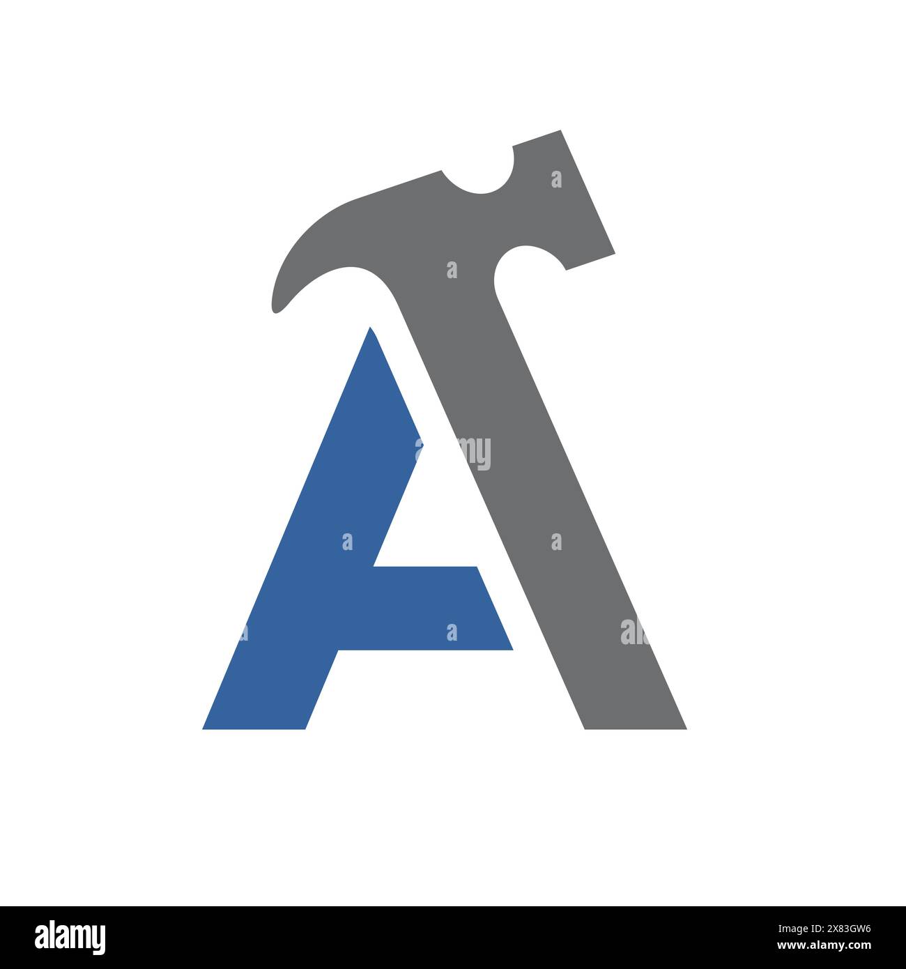 Buchstabe A mit Hammer, Vektor-Logo-Design Stock Vektor