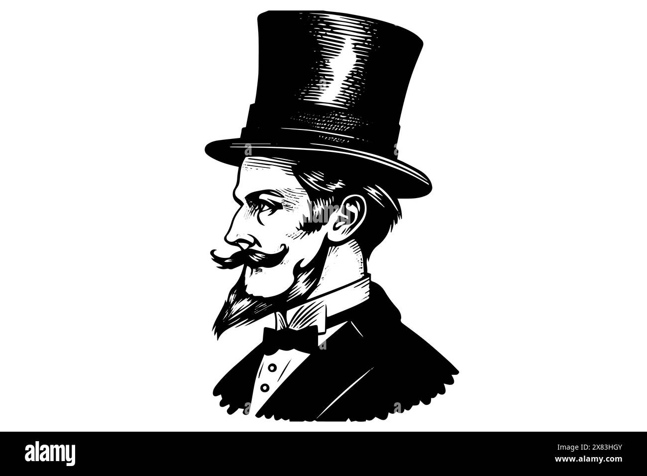 Klassisches Porträt eines viktorianischen Gentleman in gravierter Vektor-Illustration. Stock Vektor