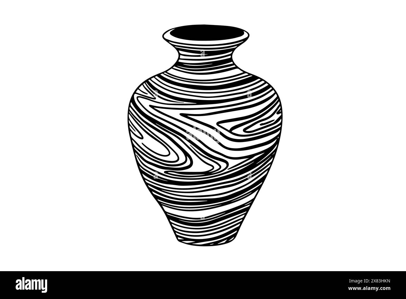 Set mit handgezeichneter Tuschenskizze der alten Vase. Vektorillustration mit Gravur. Stock Vektor