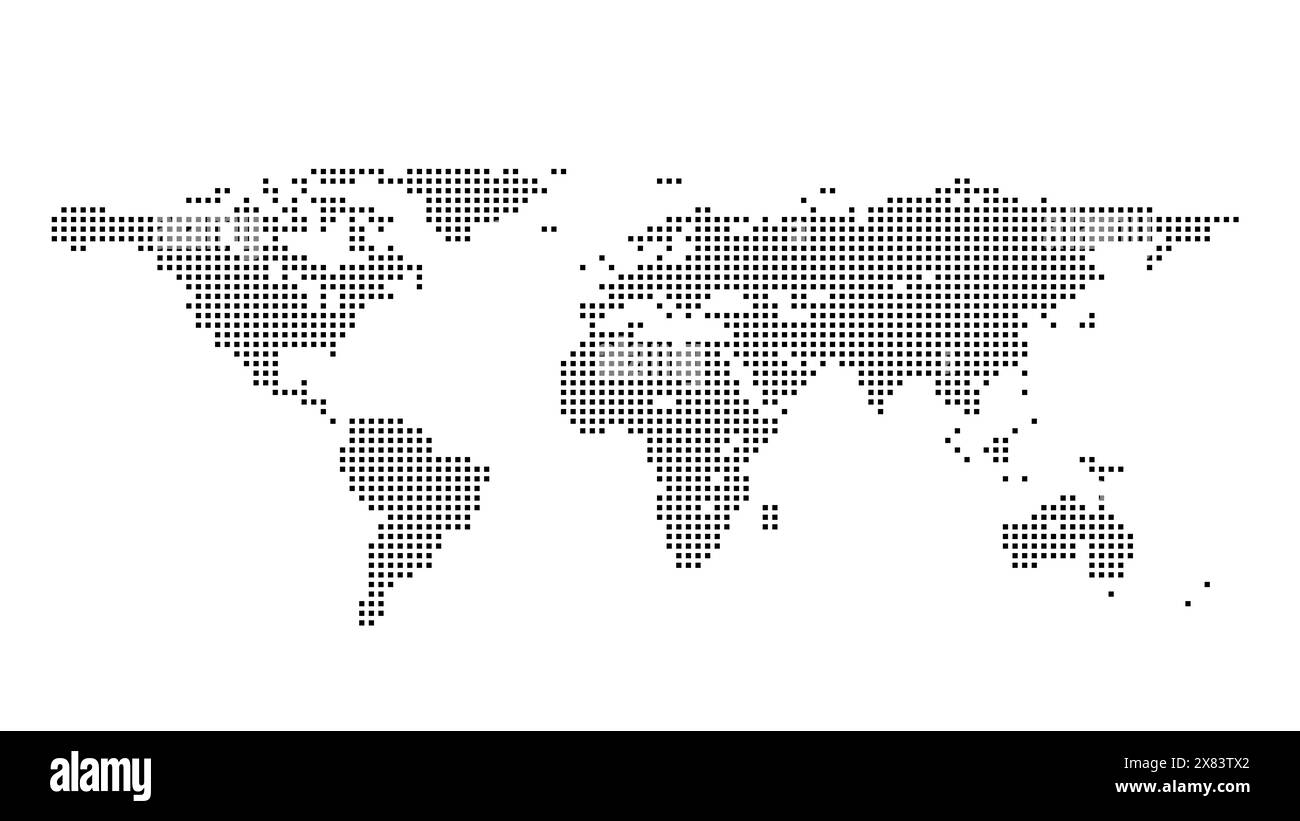 Weltkarte visuell in Quadrate vereinfacht Stockfoto