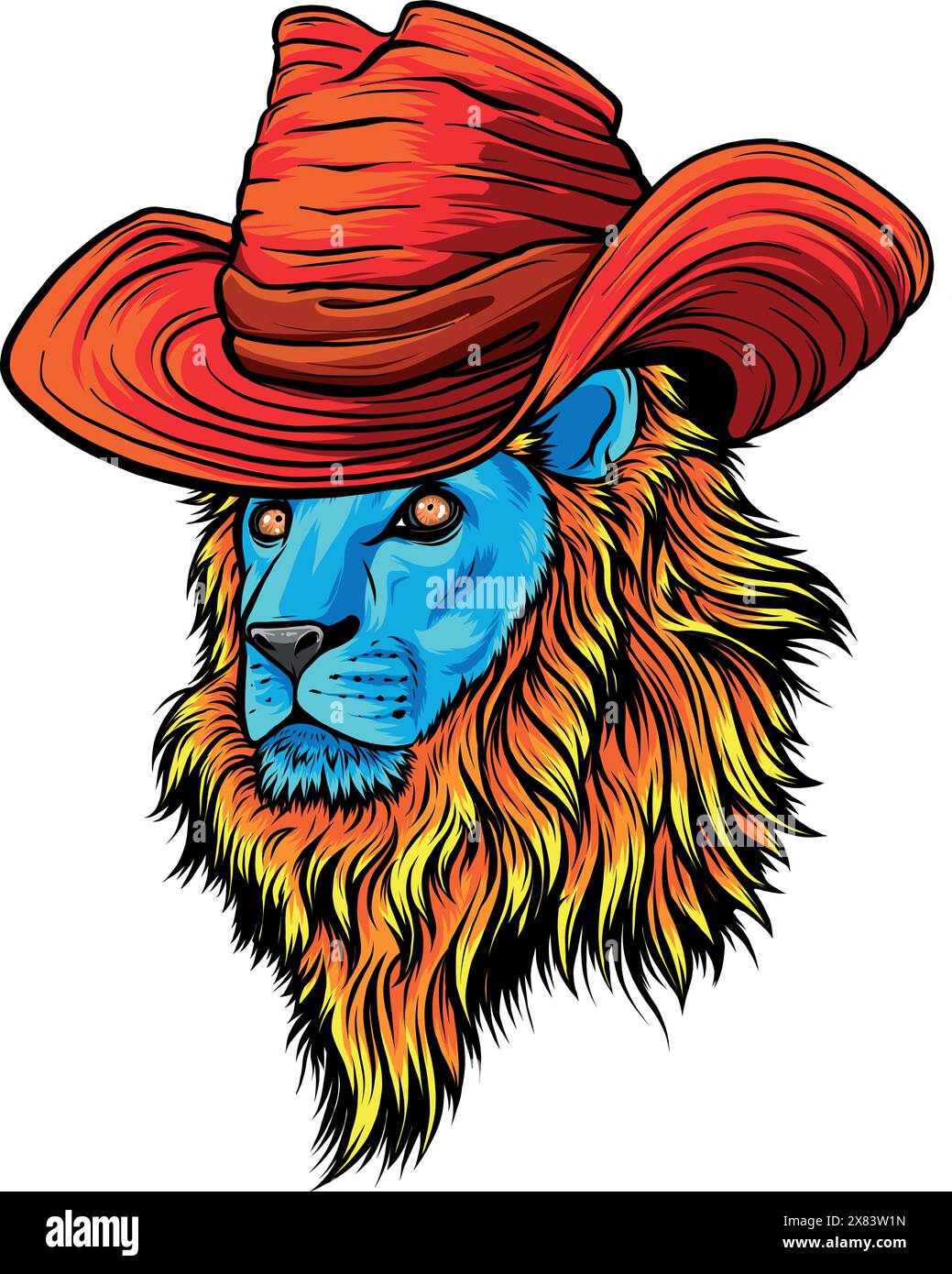 Löwenkopf farbenfrohe Handzeichnung Vektordarstellung Stock Vektor
