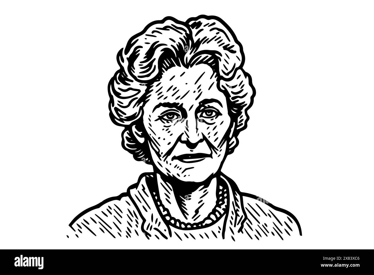 Vintage Oma Portrait: Handgezeichnete Vektor-Illustration einer älteren Frau. Stock Vektor
