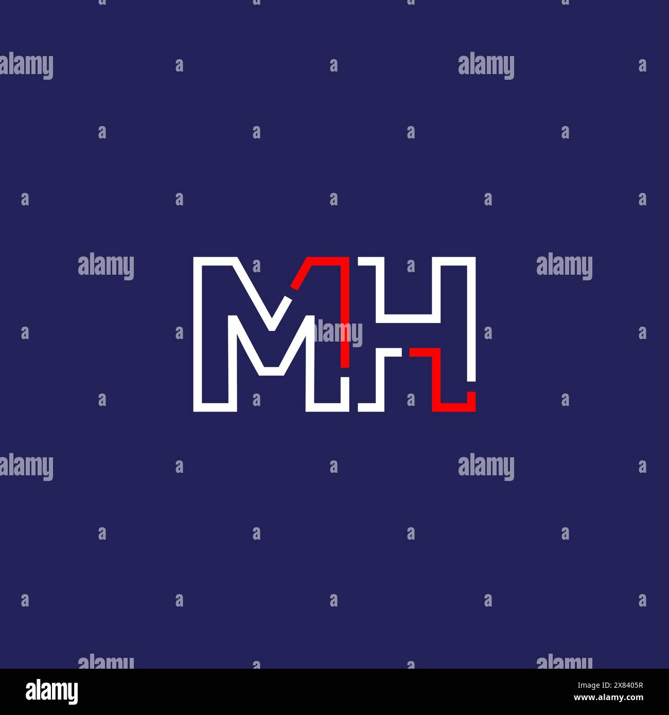 Design mit MH TECH Logo Stock Vektor