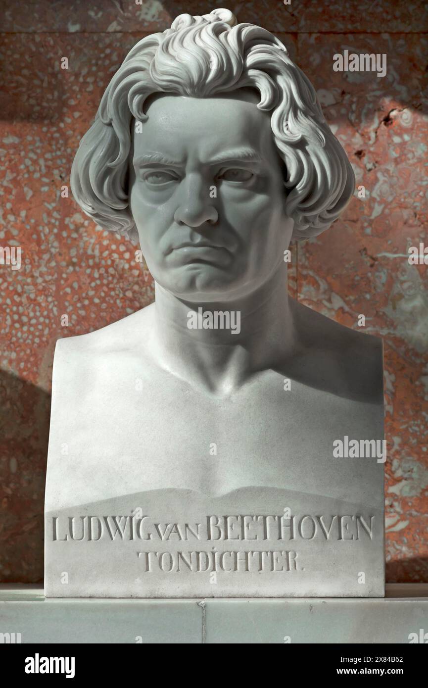 Büste von Ludwig van Beethoven, Komponist, 1770-1827, Wallhalla, Donaustauf Oberpfalz, Bayern, Deutschland Stockfoto