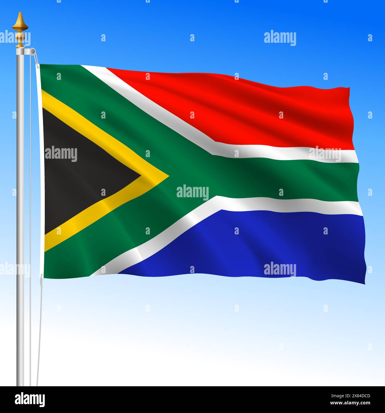 Südafrika, offizielle nationale Flagge, afrikanisches Land, Vektor-Illustration Stock Vektor