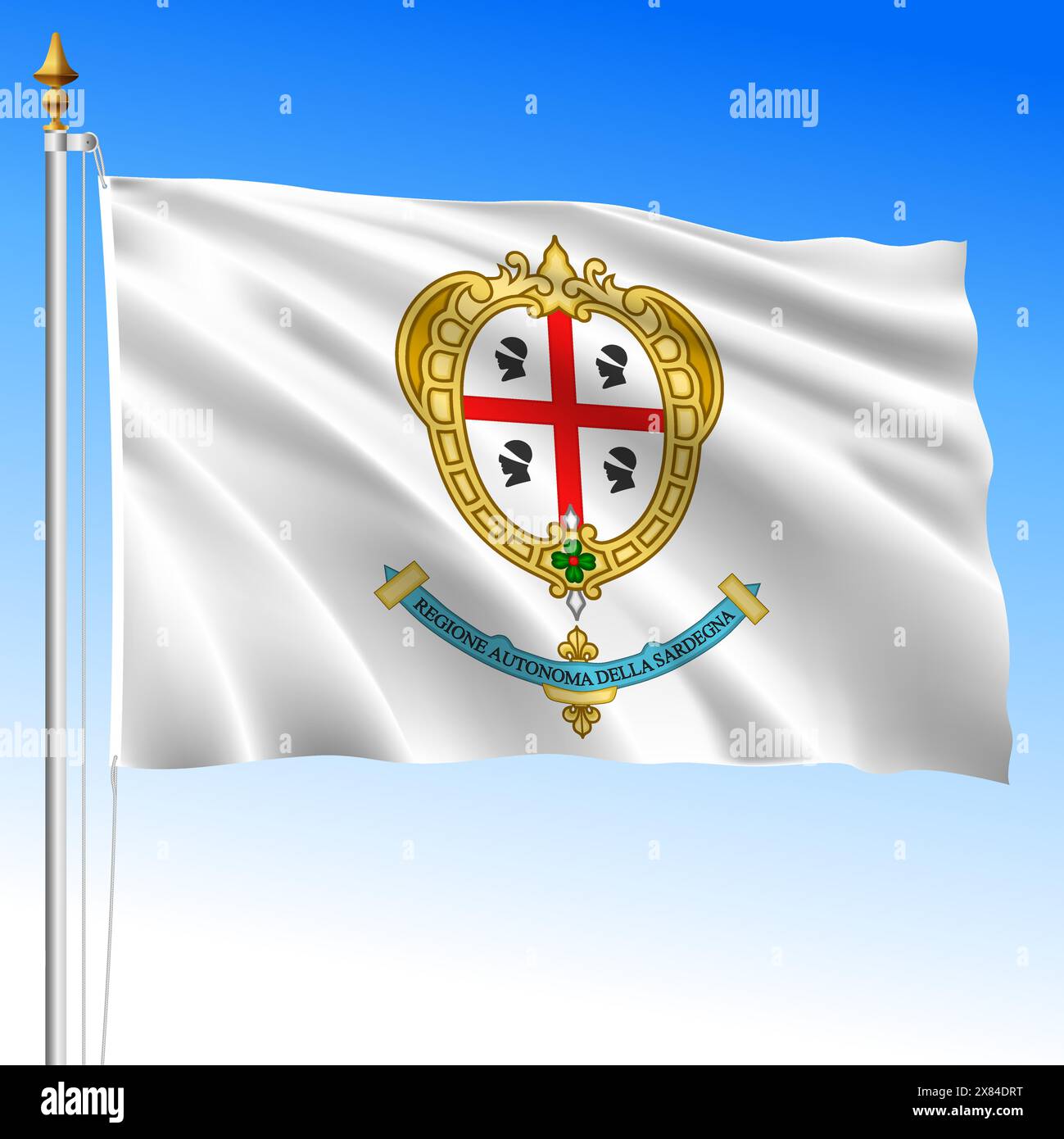 Sardegna (Sardinien) regionale wehende Flagge, Republik Italien, Vektorillustration Stock Vektor