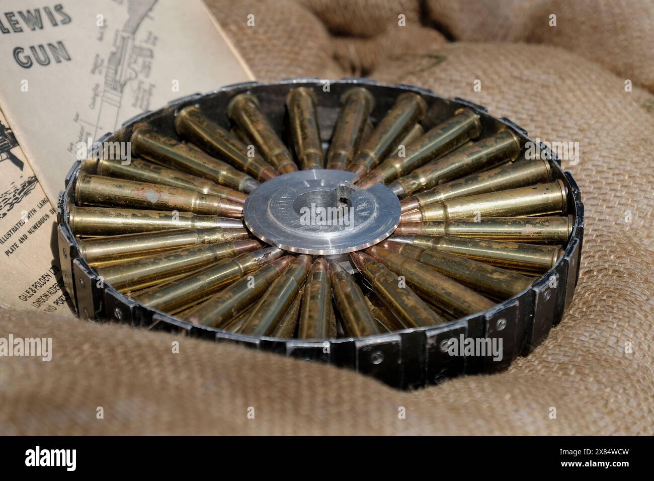 Die Lewis Gun ist eine leichte Maschinenpistole aus dem Ersten Weltkrieg. Privat in den Vereinigten Staaten entworfen, aber dort nicht übernommen. Stockfoto