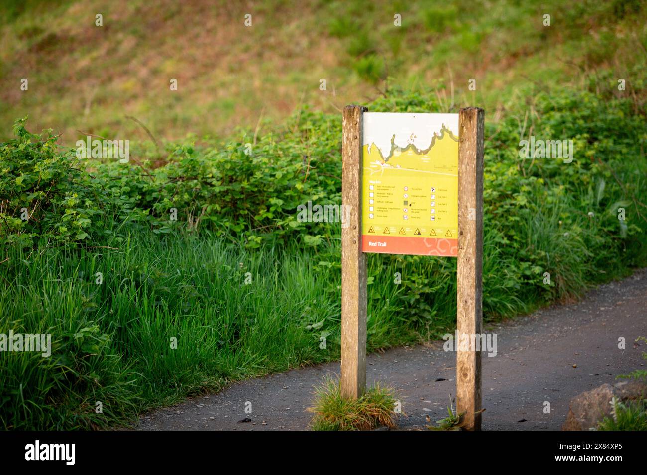Das Kartenschild am Giant's Causeway in Nordirland Stockfoto