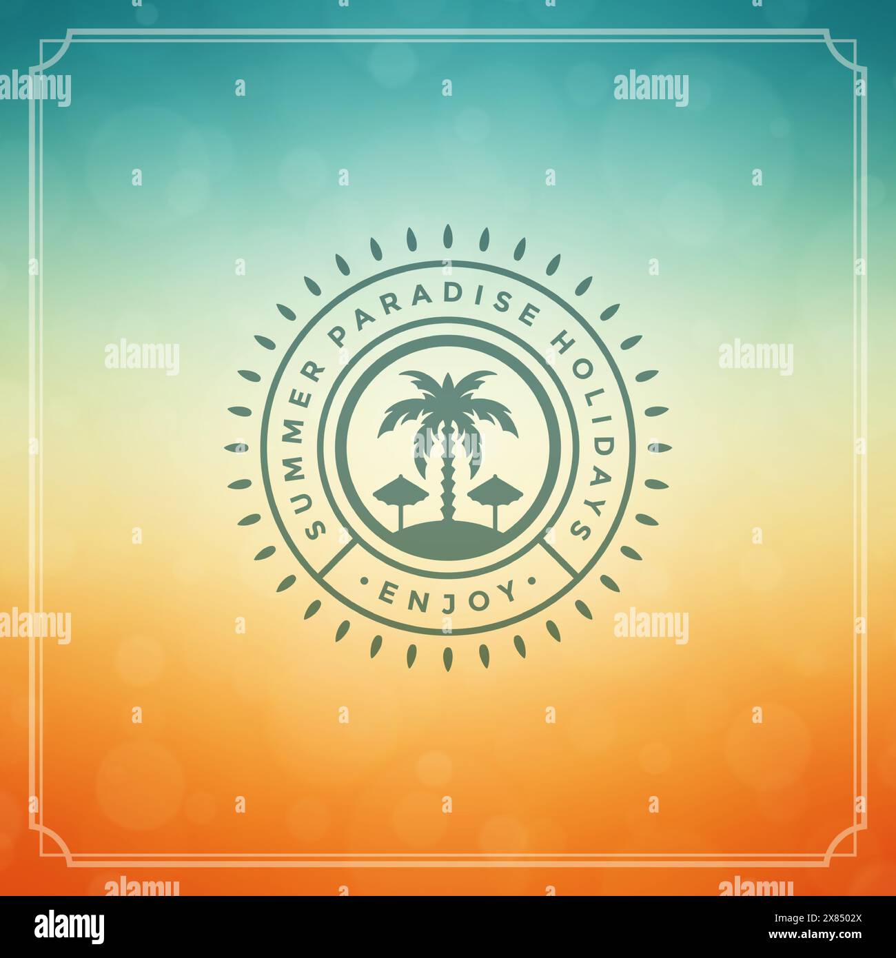 Sommerferien Etikett oder Abzeichen Typografie Schriftzug Design für Poster oder Grußkarte Vektor Illustration. Palmensymbol. Stock Vektor