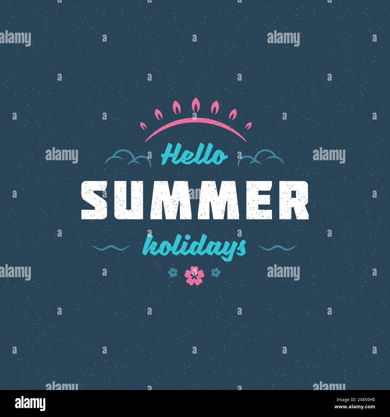 Sommerferien Etikett oder Abzeichen Typografie Schriftzug Design für Poster oder Grußkarte Vektor Illustration. Sonnensymbol. Stock Vektor