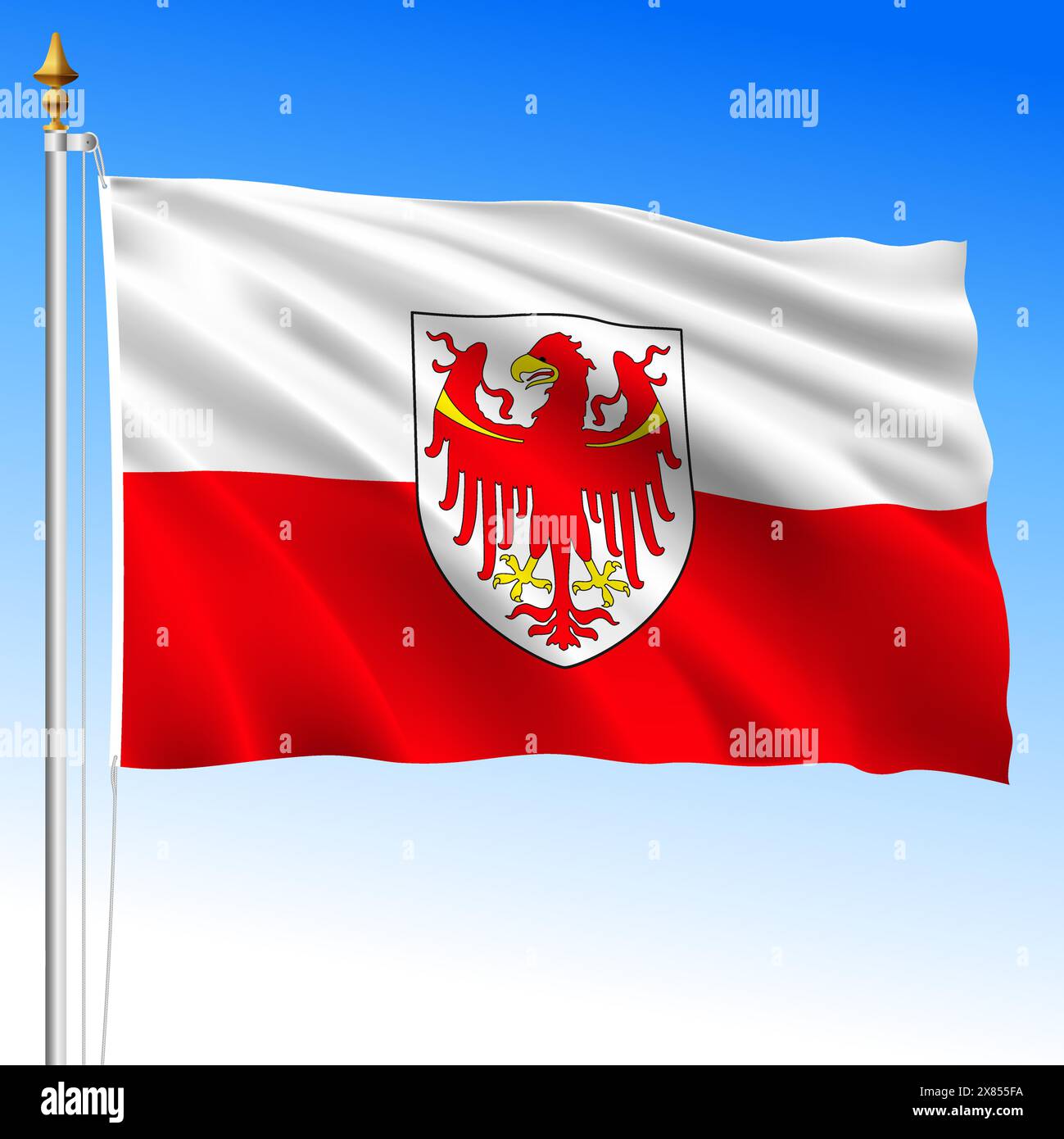 Autonome Provinz Bozen - Südtirol, wehende Flagge der Provinz, italienische Republik, Vektorillustration Stock Vektor