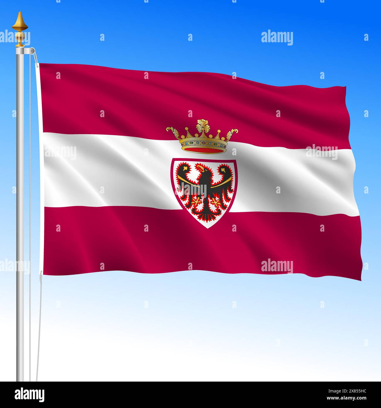 Autonome Provinz Trient, schwenkende Flagge der Provinz, italienische Republik, Vektor-Illustration Stock Vektor