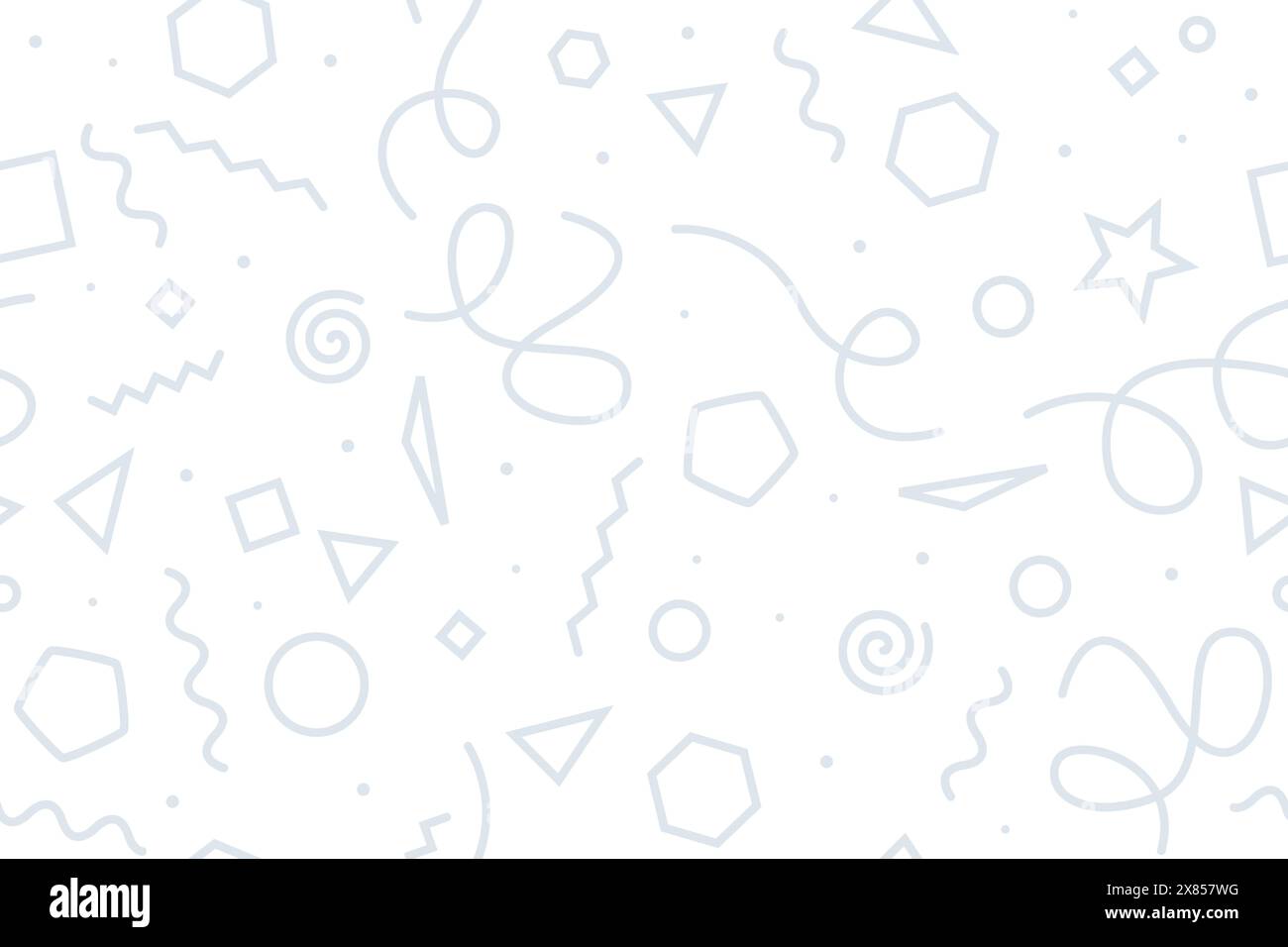 Dynamisches geometrisches Muster in Grau. Die Linie ist von der Mode der 90er Jahre und dem funkigen Design der 80er Jahre inspiriert. Vektorhintergrund. Stock Vektor